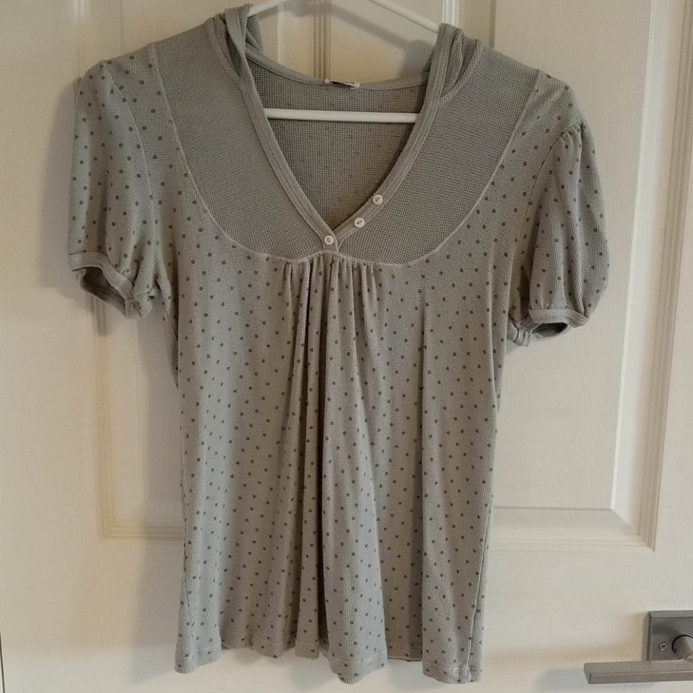 Splendid Polka Dot Hoodie Tee T-shirt